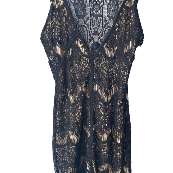 Tobi Black Tan Lace Spaghetti Strap Mini Dress XS - Picture 4 of 7